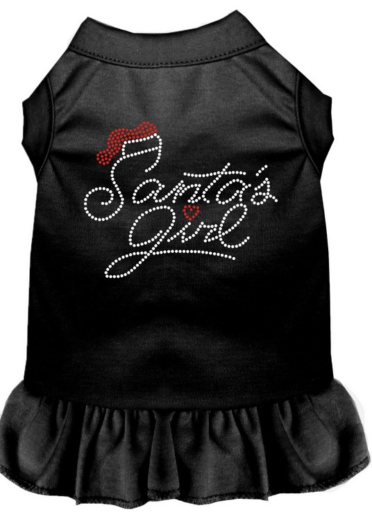 Santa's Girl Rhinestone Dog Dress Black XS